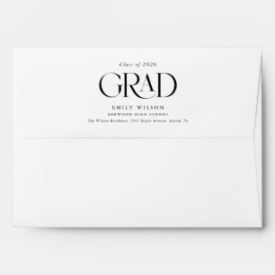 Elegant Black Script Return Address Graduation Envelope