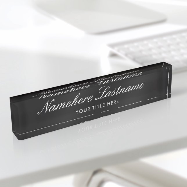 Elegant Black Script Simple Minimalist Modern Nameplate (Creator Uploaded)