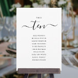 Elegant Black Script Table Number 10 Seating Chart<br><div class="desc">These elegant black and white signature script double-sided table number 10 seating chart cards are perfect for all celebrations. Designed by Thisisnotme©</div>