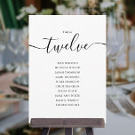Elegant Black Script Table Number 12 Seating Chart<br><div class="desc">These elegant black and white signature script double-sided table number 12 seating chart cards are perfect for all celebrations. Designed by Thisisnotme©</div>
