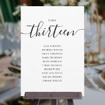 Elegant Black Script Table Number 13 Seating Chart<br><div class="desc">These elegant black and white signature script double-sided table number 13 seating chart cards are perfect for all celebrations. Designed by Thisisnotme©</div>