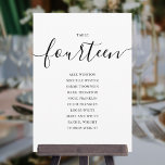 Elegant Black Script Table Number 14 Seating Chart<br><div class="desc">These elegant black and white signature script double-sided table number 14 seating chart cards are perfect for all celebrations. Designed by Thisisnotme©</div>