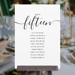 Elegant Black Script Table Number 15 Seating Chart<br><div class="desc">These elegant black and white signature script double-sided table number 15 seating chart cards are perfect for all celebrations. Designed by Thisisnotme©</div>