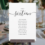 Elegant Black Script Table Number 16 Seating Chart<br><div class="desc">These elegant black and white signature script double-sided table number 16 seating chart cards are perfect for all celebrations. Designed by Thisisnotme©</div>