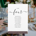 Elegant Black Script Table Number 4 Seating Chart<br><div class="desc">These elegant black and white signature script double-sided table number 4 seating chart cards are perfect for all celebrations. Designed by Thisisnotme©</div>