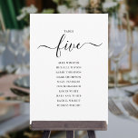 Elegant Black Script Table Number 5 Seating Chart<br><div class="desc">These elegant black and white signature script double-sided table number 5 seating chart cards are perfect for all celebrations. Designed by Thisisnotme©</div>