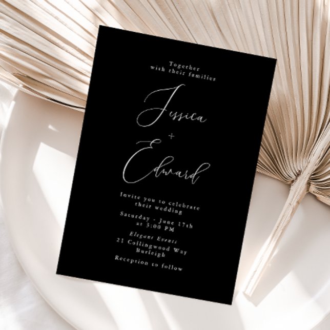 Elegant Black Script Wedding Invitation (Creator Uploaded)