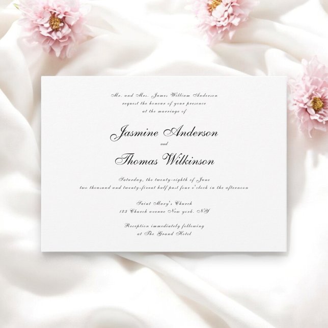 Elegant Black Script Wedding Invitation  (Creator Uploaded)