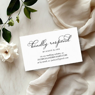 Elegant Black Script Wedding Online RSVP Business Card