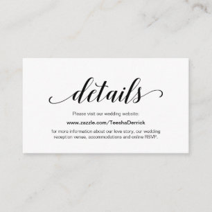 Elegant Black Script, Wedding Website Details Enclosure Card