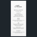 elegant black script white wedding menu card<br><div class="desc">classic script black and white design. The color and text can be personalized.</div>