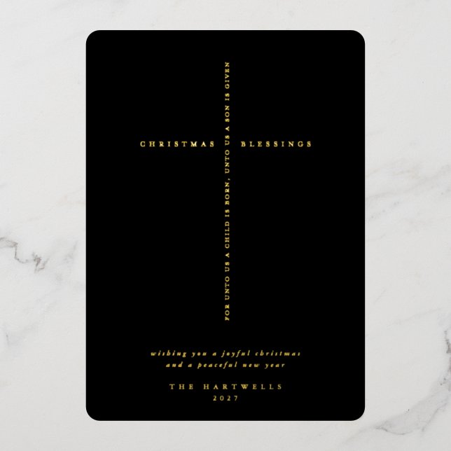 Elegant Black Scripture Cross (Front)