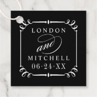 Elegant Black Scroll Frame Monogram Wedding