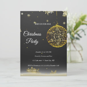 Elegant black sequined stars invitation