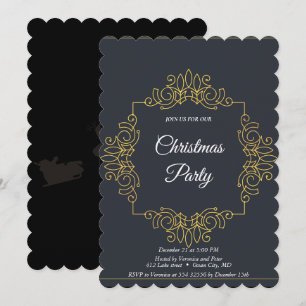 Elegant black sequined stars invitation