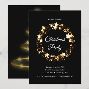 Elegant black sequined stars invitation