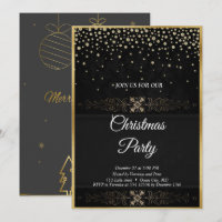 Elegant black sequined stars invitation