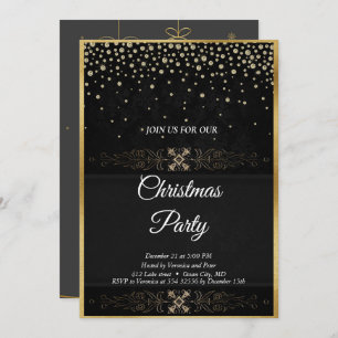 Elegant black sequined stars invitation
