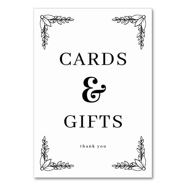 Elegant Black Serif Cards & Gifts Sign (Front)