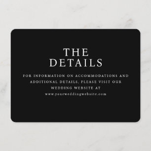 Elegant Black Serif Wedding Details Card