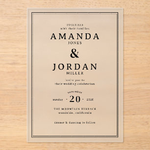 Elegant Black Serif Wedding Invitation