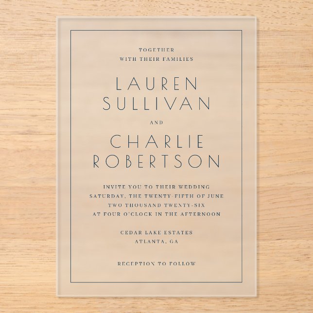 Elegant Black Serif Wedding Invitation (Front)