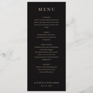 Elegant Black Serif Wedding Menu