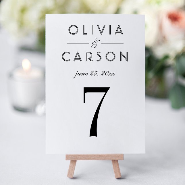 Elegant Black Serif Wedding Table Number Card (Creator Uploaded)