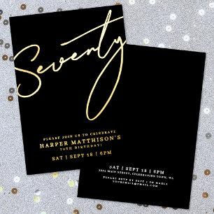 Elegant Black Seventy 70th Birthday Gold