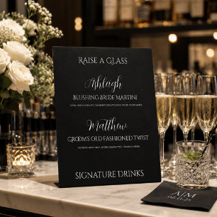 Elegant Black Signature Drinks Sign
