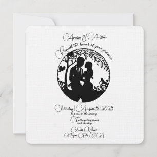 Elegant Black Silhouette Bridal Couple Invitation