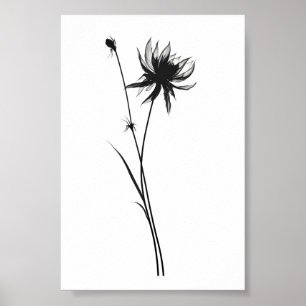 Elegant Black Silhouette Flower Art Print
