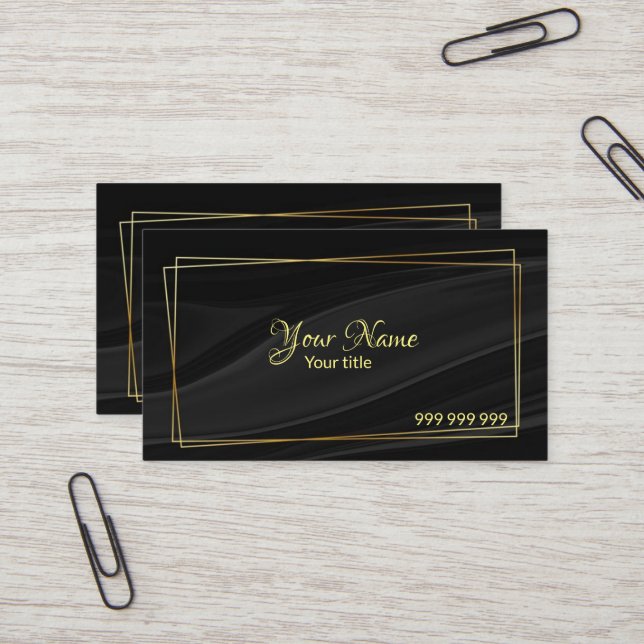 Elegant black silk business card (Front/Back In Situ)