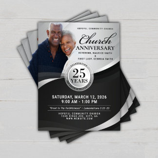 Elegant Black & Silver Church Anniversary Flyer