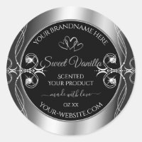 Elegant Black Silver Decor Product Labels Diamonds