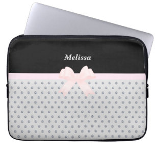 Elegant Black & Silver Diamonds Laptop Laptop Sleeve