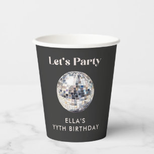 Elegant Black & Silver Disco Ball 18th Birthday Paper Cups