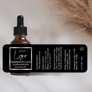 Elegant Black Silver Essential Oil Dropper Bottle