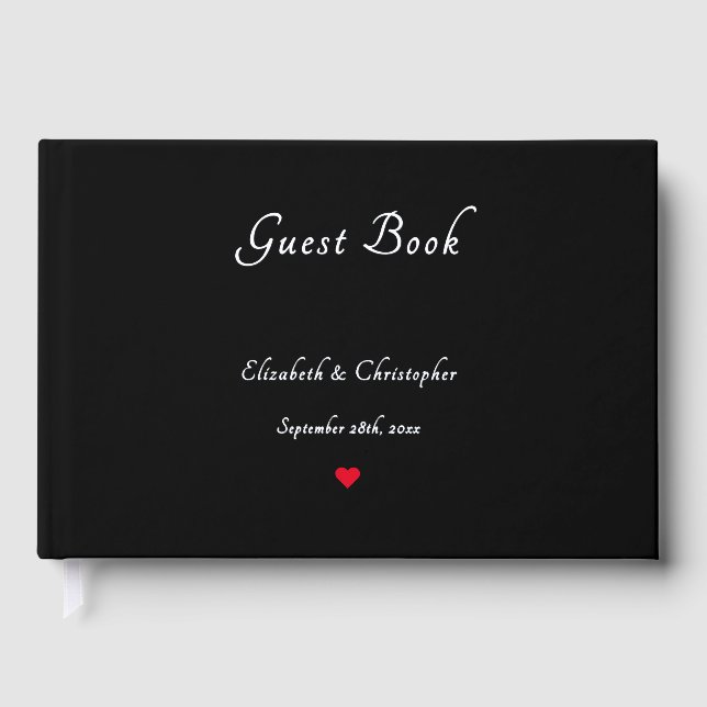 Elegant Black Silver Foil Weddings Anniversary Guest Book (Front)