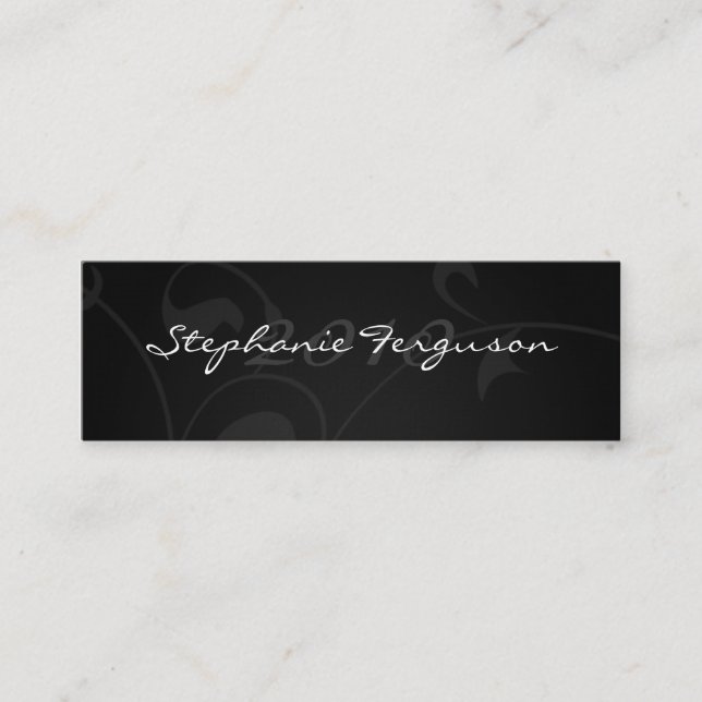 Elegant black silver graduation name card (Front)