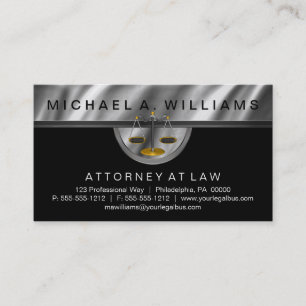 Elegant Black Silver Lawyer Legal Law Business Business Card