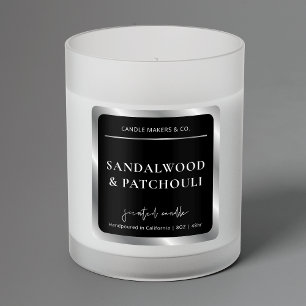 Elegant Black & Silver Modern Candle Jar Packaging Square Sticker