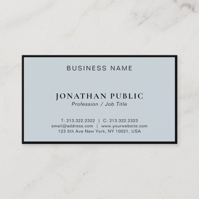 Elegant Black & Silver Modern Minimalist Template Business Card (Front)