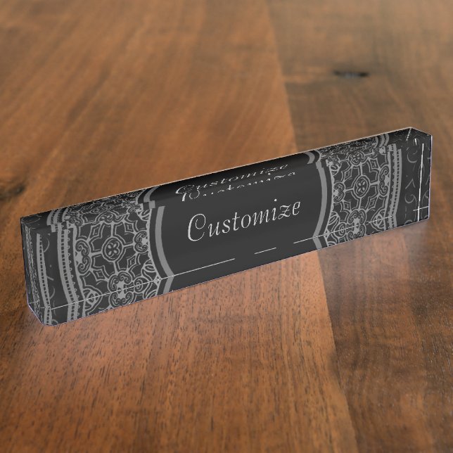 Elegant Black & Silver Nameplate (Side)