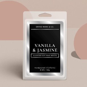 Elegant Black & Silver Packaging Wax Melts Label