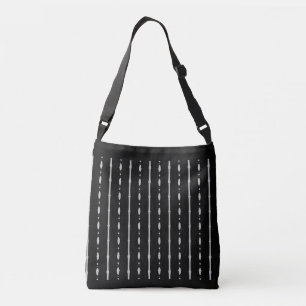 Elegant Black & Silver Vertical Lines Crossbody Bag