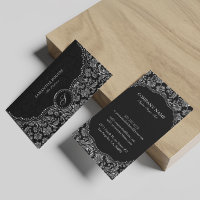 Elegant Black & Silver Vintage Floral Damasks