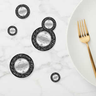 Elegant Black & Silver Wedding Anniversary Confetti