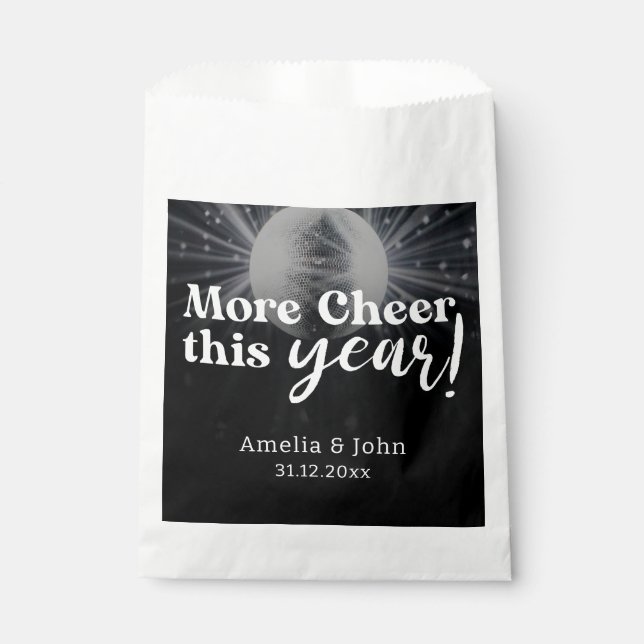 Elegant Black Silver White New Year's Eve Wedding Favour Bags (Front)