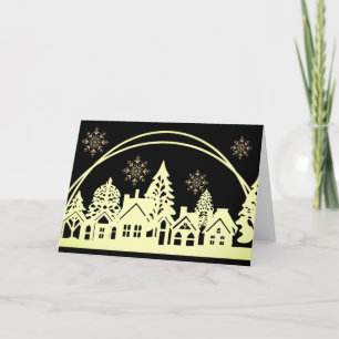 Elegant Black Simple Personalize Season's Greeting Holiday Card